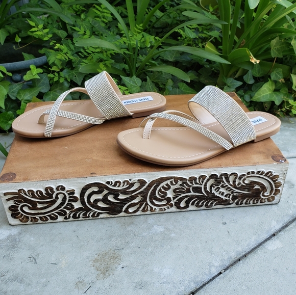 Sassy Steve Madden Rhinestone Flat Sandals - Picture 6 of 10